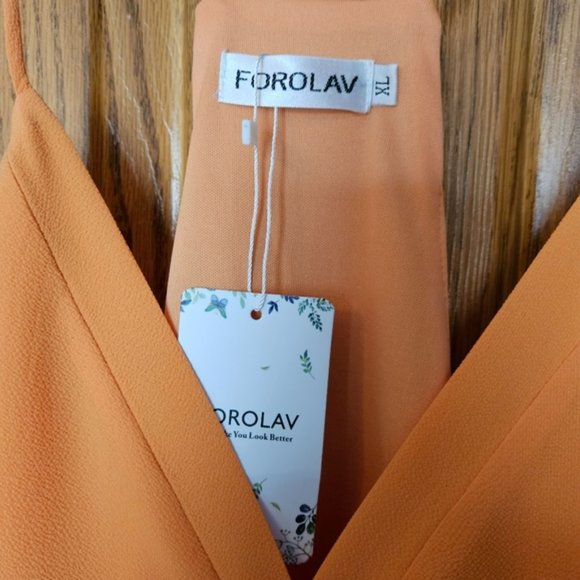 NWT Forolav Tangerine V Neck Racerback Chiffon Cami size XL - Picture 4 of 5